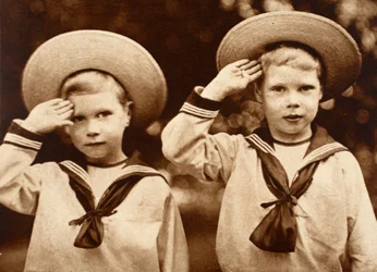The Duke of York and King Edward VIII Saluting, c.1899